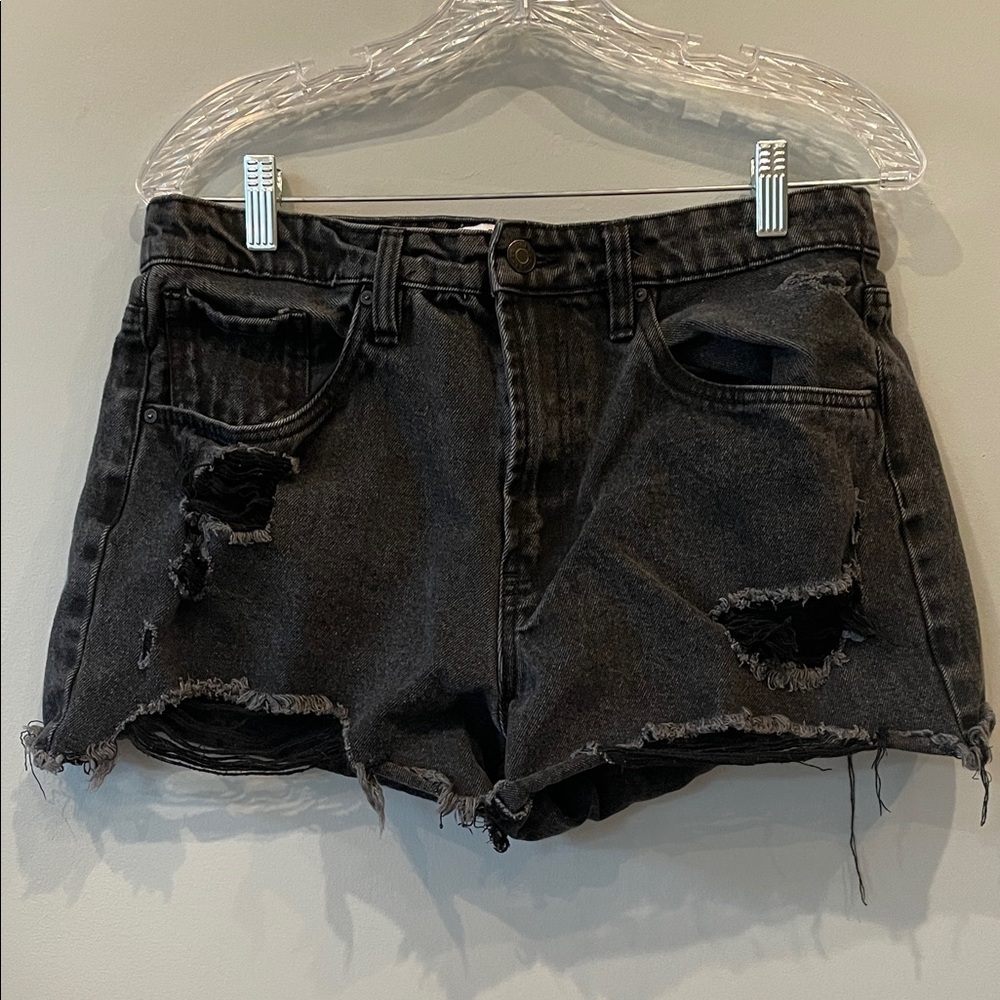 Distressed Black Denim Women’s Shorts